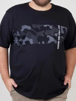 OUKU Men's Plus Size Big Tall T shirt Tee Tee Crewneck Black White Navy Blue Short Sleeves Outdoor Going out Print Letter Camo / Camouflage Clothing Apparel Cotton Blend Streetwear Stylish Casual