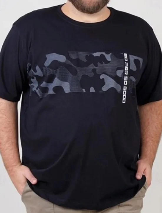 OUKU Men's Plus Size Big Tall T shirt Tee Tee Crewneck Black White Navy Blue Short Sleeves Outdoor Going out Print Letter Camo / Camouflage Clothing Apparel Cotton Blend Streetwear Stylish Casual