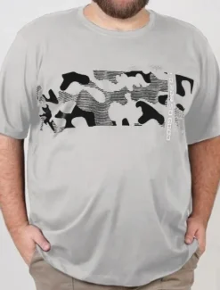 OUKU Men's Plus Size Big Tall T shirt Tee Tee Crewneck Black White Navy Blue Short Sleeves Outdoor Going out Print Letter Camo / Camouflage Clothing Apparel Cotton Blend Streetwear Stylish Casual
