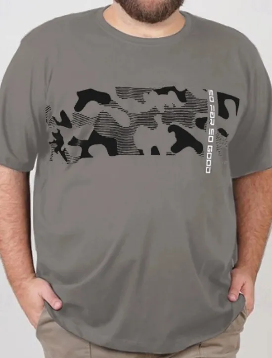 OUKU Men's Plus Size Big Tall T shirt Tee Tee Crewneck Black White Navy Blue Short Sleeves Outdoor Going out Print Letter Camo / Camouflage Clothing Apparel Cotton Blend Streetwear Stylish Casual
