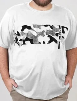 OUKU Men's Plus Size Big Tall T shirt Tee Tee Crewneck Black White Navy Blue Short Sleeves Outdoor Going out Print Letter Camo / Camouflage Clothing Apparel Cotton Blend Streetwear Stylish Casual