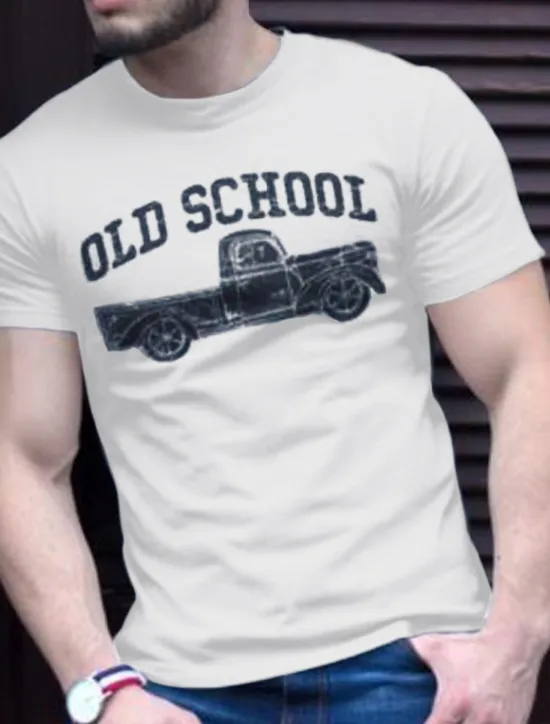 OUKU Men's Plus Size Big Tall T shirt Tee Tee Crewneck Black White Navy Blue Short Sleeves Outdoor Going out Print Car Letter Clothing Apparel Cotton Blend Streetwear Stylish Casual
