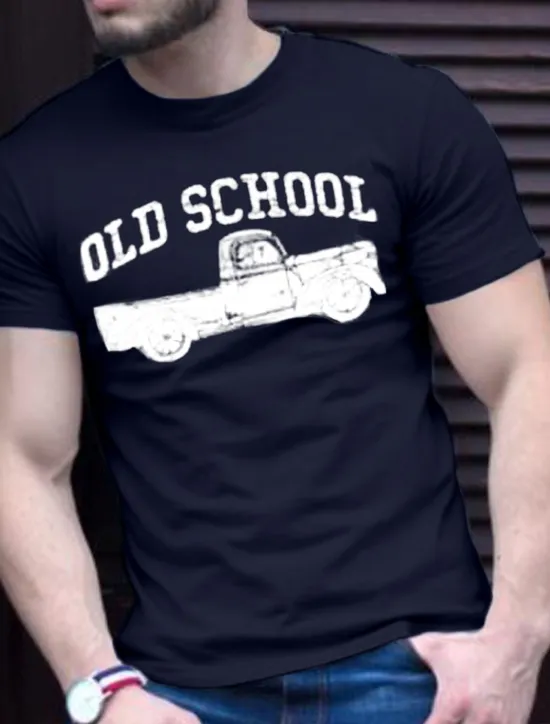OUKU Men's Plus Size Big Tall T shirt Tee Tee Crewneck Black White Navy Blue Short Sleeves Outdoor Going out Print Car Letter Clothing Apparel Cotton Blend Streetwear Stylish Casual