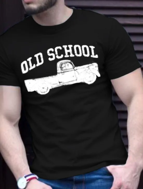 OUKU Men's Plus Size Big Tall T shirt Tee Tee Crewneck Black White Navy Blue Short Sleeves Outdoor Going out Print Car Letter Clothing Apparel Cotton Blend Streetwear Stylish Casual