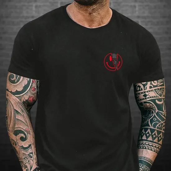 Best OUKU Men's Plus Size Big Tall T shirt Tee Tee Crewneck Black White Blue Short Sleeves Outdoor Going out Sports Tops Print Basic Graphic Letter Clothing Apparel Cotton Blend Streetwear Stylish Casual