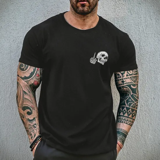 Online OUKU Men's Plus Size T shirt Tee Big and Tall Graphic Crewneck Print Short Sleeves Streetwear Stylish Casual Tops Outdoor Going out Tops Black