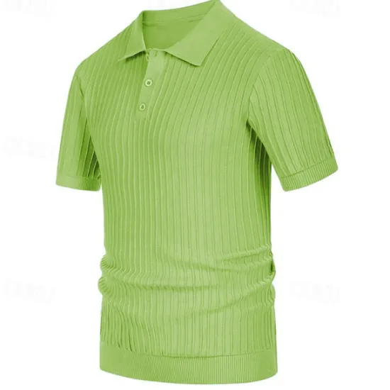 Discount OUKU Men's Polo Golf Shirt Business Casual Ribbed Polo Collar Classic Short Sleeve Modern Old Money Style Color Block Knitted Ribbed Spring & Summer Regular Fit Light Blue Pink Green Polo