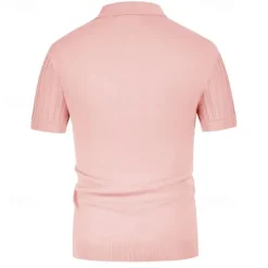 Discount OUKU Men's Polo Golf Shirt Business Casual Ribbed Polo Collar Classic Short Sleeve Modern Old Money Style Color Block Knitted Ribbed Spring & Summer Regular Fit Light Blue Pink Green Polo