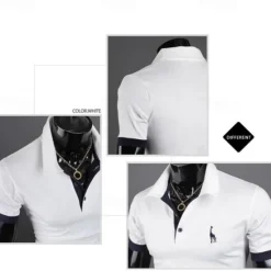 Outlet OUKU Men's Polo Golf Shirt Casual Sports Classic Short Sleeve Basic Color Block Deer Button Front Summer Spring Regular Fit Dark Brown Dark Gray Black White Yellow Burgundy Polo