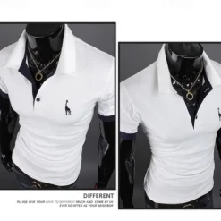 Outlet OUKU Men's Polo Golf Shirt Casual Sports Classic Short Sleeve Basic Color Block Deer Button Front Summer Spring Regular Fit Dark Brown Dark Gray Black White Yellow Burgundy Polo