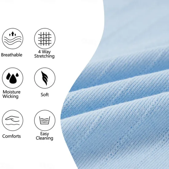 Online OUKU Men's Polo Golf Shirt Casual Holiday Ribbed Polo Collar Short Sleeve Fashion Basic Stripe Plain Button Quick Dry Summer Regular Fit Light Blue White Purple Khaki Polo