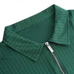 New OUKU Men's Polo Golf Shirt Casual Quarter Zip Long Sleeve Casual Old Money Style Striped Zipper Stripe Spring Fall Spring & Summer Regular Fit Light Pink Light Blue Black White Light Green Wine Polo
