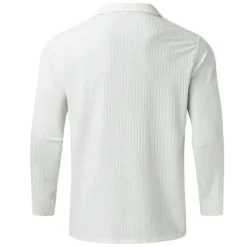 New OUKU Men's Polo Golf Shirt Casual Quarter Zip Long Sleeve Casual Old Money Style Striped Zipper Stripe Spring Fall Spring & Summer Regular Fit Light Pink Light Blue Black White Light Green Wine Polo