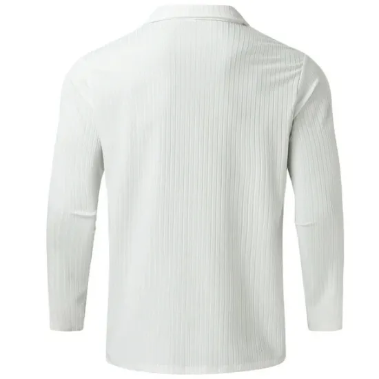New OUKU Men's Polo Golf Shirt Casual Quarter Zip Long Sleeve Casual Old Money Style Striped Zipper Stripe Spring Fall Spring & Summer Regular Fit Light Pink Light Blue Black White Light Green Wine Polo