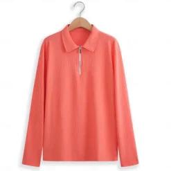 New OUKU Men's Polo Golf Shirt Casual Quarter Zip Long Sleeve Casual Old Money Style Striped Zipper Stripe Spring Fall Spring & Summer Regular Fit Light Pink Light Blue Black White Light Green Wine Polo