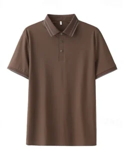 Sale OUKU Men's Polo Knit Polo Sweater Business Casual Lapel Short Sleeve Formal Color Block Buttons Summer Black Brown Army Green Polo