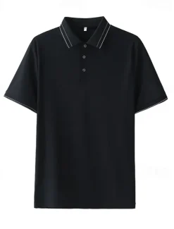 Sale OUKU Men's Polo Knit Polo Sweater Business Casual Lapel Short Sleeve Formal Color Block Buttons Summer Black Brown Army Green Polo