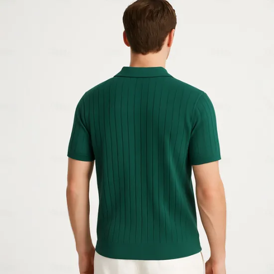 Discount OUKU Men's Polo Knit Polo Sweater Business Casual V Neck Short Sleeve Formal Solid Color Novelty Summer All Seasons Light Blue Light Khaki Black White Army Green Coffee Polo