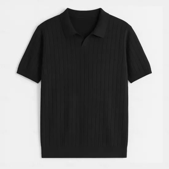 Discount OUKU Men's Polo Knit Polo Sweater Business Casual V Neck Short Sleeve Formal Solid Color Novelty Summer All Seasons Light Blue Light Khaki Black White Army Green Coffee Polo