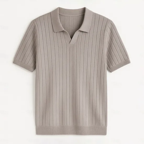 Discount OUKU Men's Polo Knit Polo Sweater Business Casual V Neck Short Sleeve Formal Solid Color Novelty Summer All Seasons Light Blue Light Khaki Black White Army Green Coffee Polo
