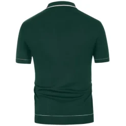 OUKU Men's Polo Knit Polo Sweater Business Casual Lapel Short Sleeve Modern Old Money Style Solid / Plain Color Button Front Summer Dark Navy Green Rose Red Polo