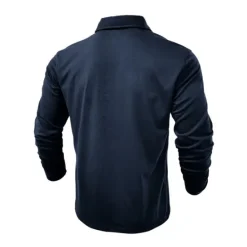 New OUKU Men's Polo Shirt Button Up Polos Casual Sports Lapel Long Sleeve Fashion Basic Plain Button Pocket Spring & Fall Regular Fit Black White Army Green Red Navy Blue Dark Green Polo Shirt