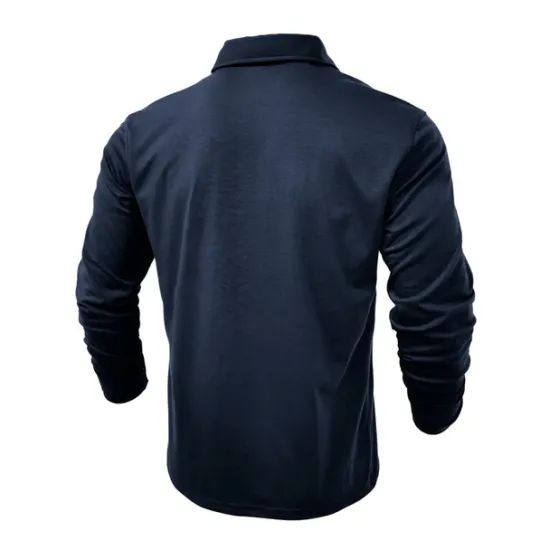 New OUKU Men's Polo Shirt Button Up Polos Casual Sports Lapel Long Sleeve Fashion Basic Plain Button Pocket Spring & Fall Regular Fit Black White Army Green Red Navy Blue Dark Green Polo Shirt