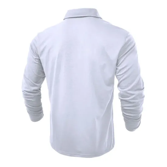 New OUKU Men's Polo Shirt Button Up Polos Casual Sports Lapel Long Sleeve Fashion Basic Plain Button Pocket Spring & Fall Regular Fit Black White Army Green Red Navy Blue Dark Green Polo Shirt