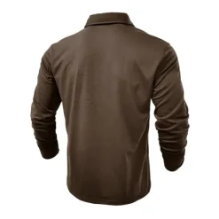 New OUKU Men's Polo Shirt Button Up Polos Casual Sports Lapel Long Sleeve Fashion Basic Plain Button Pocket Spring & Fall Regular Fit Black White Army Green Red Navy Blue Dark Green Polo Shirt