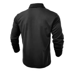 New OUKU Men's Polo Shirt Button Up Polos Casual Sports Lapel Long Sleeve Fashion Basic Plain Button Pocket Spring & Fall Regular Fit Black White Army Green Red Navy Blue Dark Green Polo Shirt