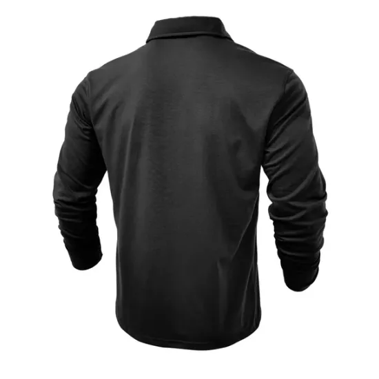New OUKU Men's Polo Shirt Button Up Polos Casual Sports Lapel Long Sleeve Fashion Basic Plain Button Pocket Spring & Fall Regular Fit Black White Army Green Red Navy Blue Dark Green Polo Shirt