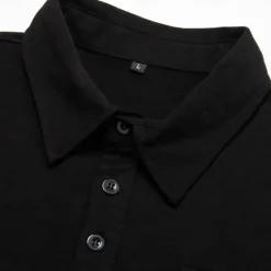 New OUKU Men's Polo Shirt Button Up Polos Casual Sports Lapel Long Sleeve Fashion Basic Plain Button Pocket Spring & Fall Regular Fit Black White Army Green Red Navy Blue Dark Green Polo Shirt