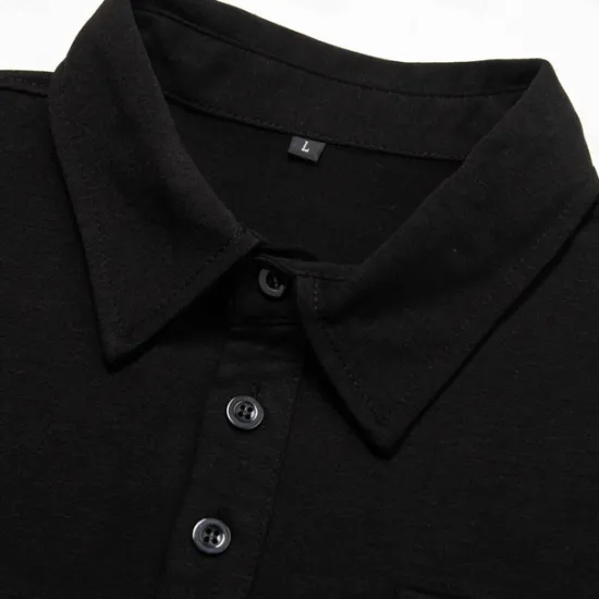 New OUKU Men's Polo Shirt Button Up Polos Casual Sports Lapel Long Sleeve Fashion Basic Plain Button Pocket Spring & Fall Regular Fit Black White Army Green Red Navy Blue Dark Green Polo Shirt