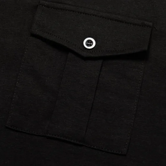 New OUKU Men's Polo Shirt Button Up Polos Casual Sports Lapel Long Sleeve Fashion Basic Plain Button Pocket Spring & Fall Regular Fit Black White Army Green Red Navy Blue Dark Green Polo Shirt
