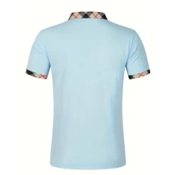 Hot OUKU Men's Polo Shirt Button Up Polos Casual Holiday Lapel Short Sleeve Fashion Basic Plaid Color Block Patchwork Summer Regular Fit Black White Red Navy Blue Sky Blue Beige Polo Shirt