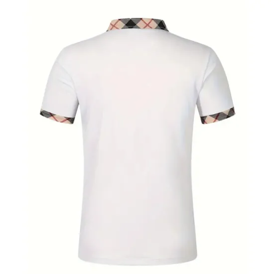 Hot OUKU Men's Polo Shirt Button Up Polos Casual Holiday Lapel Short Sleeve Fashion Basic Plaid Color Block Patchwork Summer Regular Fit Black White Red Navy Blue Sky Blue Beige Polo Shirt