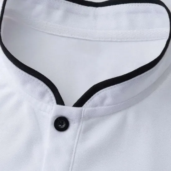 Discount OUKU Men's Polo Shirt Collarless Golf Shirts Casual Holiday Stand Collar Short Sleeve Fashion Basic Plain Button Summer Regular Fit Dark Brown Dark Red Black White Polo Shirt