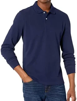 New OUKU Men's Polo Shirt Cotton Polo Shirt Outdoor Casual Polo Collar Long Sleeve Casual Comfortable Solid Color Plain Button Front Button-Down Spring Fall Regular Fit Black White Yellow Pink Navy Blue Blue