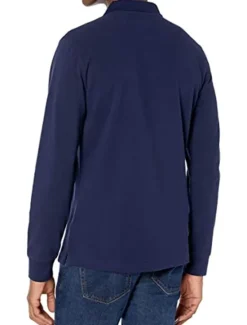 New OUKU Men's Polo Shirt Cotton Polo Shirt Outdoor Casual Polo Collar Long Sleeve Casual Comfortable Solid Color Plain Button Front Button-Down Spring Fall Regular Fit Black White Yellow Pink Navy Blue Blue
