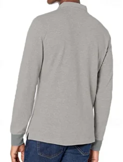 New OUKU Men's Polo Shirt Cotton Polo Shirt Outdoor Casual Polo Collar Long Sleeve Casual Comfortable Solid Color Plain Button Front Button-Down Spring Fall Regular Fit Black White Yellow Pink Navy Blue Blue