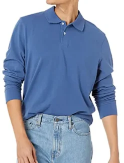 New OUKU Men's Polo Shirt Cotton Polo Shirt Outdoor Casual Polo Collar Long Sleeve Casual Comfortable Solid Color Plain Button Front Button-Down Spring Fall Regular Fit Black White Yellow Pink Navy Blue Blue