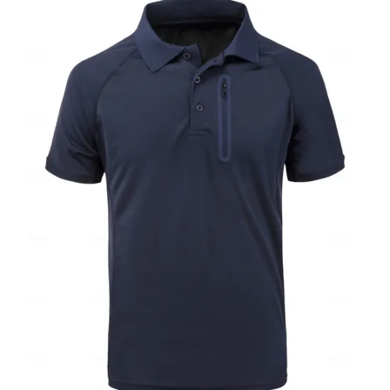 Outlet OUKU Men's Polo Shirt Golf Polo Work Street Classic Short Sleeve Fashion Muscle Solid Color Zipper Quick Dry Summer Spring Fall Black Army Green Navy Blue Gray Polo Shirt