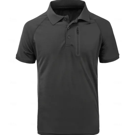 Outlet OUKU Men's Polo Shirt Golf Polo Work Street Classic Short Sleeve Fashion Muscle Solid Color Zipper Quick Dry Summer Spring Fall Black Army Green Navy Blue Gray Polo Shirt