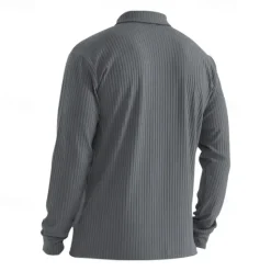Best OUKU Men's Polo Shirt Golf Polo Formal Work Ribbed Polo Collar Long Sleeve Warm Basic Solid Color Button Spring Fall Black White Yellow Navy Blue Green Light Grey Polo Shirt