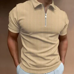 OUKU Men's Polo Shirt Golf Shirt Work Daily Wear Turndown Quarter Zip Short Sleeve Fashion Classic Style Plain Half Zip Quarter Zip Summer Regular Fit Light Blue Black White Navy Blue Light Grey Apricot
