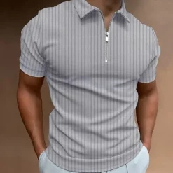 OUKU Men's Polo Shirt Golf Shirt Work Daily Wear Turndown Quarter Zip Short Sleeve Fashion Classic Style Plain Half Zip Quarter Zip Summer Regular Fit Light Blue Black White Navy Blue Light Grey Apricot
