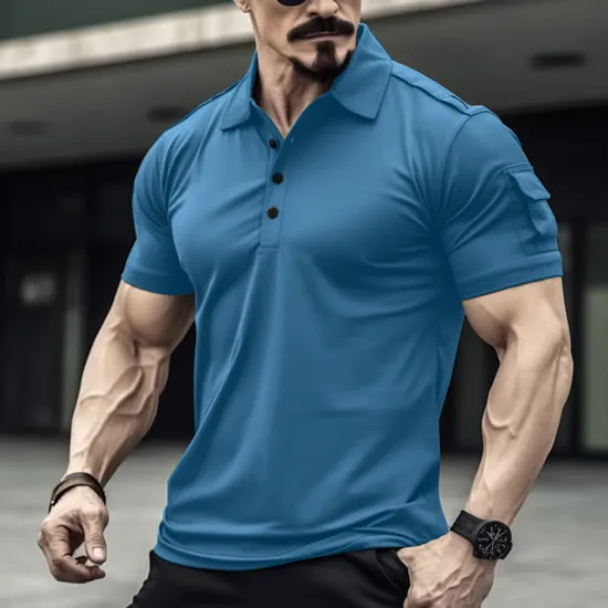 Hot OUKU Men's Polo Shirt Golf Shirt Casual Holiday Lapel Classic Short Sleeve Fashion Basic Plain Button Summer Regular Fit Dark Brown Black Blue Green Dark Blue Gray Polo Shirt