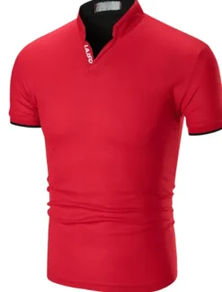 New OUKU Men's Polo Shirt Golf Shirt Casual Daily Collar Stand Collar Short Sleeve Basic Solid Color Simple Summer Slim Fit Black White Red Green Gray Polo Shirt