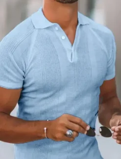Clearance OUKU Men's Polo Shirt Golf Shirt Polo Collar Summer Short Sleeve White Blue Grey Plain Outdoor Daily Clothing Apparel