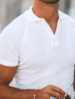 Clearance OUKU Men's Polo Shirt Golf Shirt Polo Collar Summer Short Sleeve White Blue Grey Plain Outdoor Daily Clothing Apparel